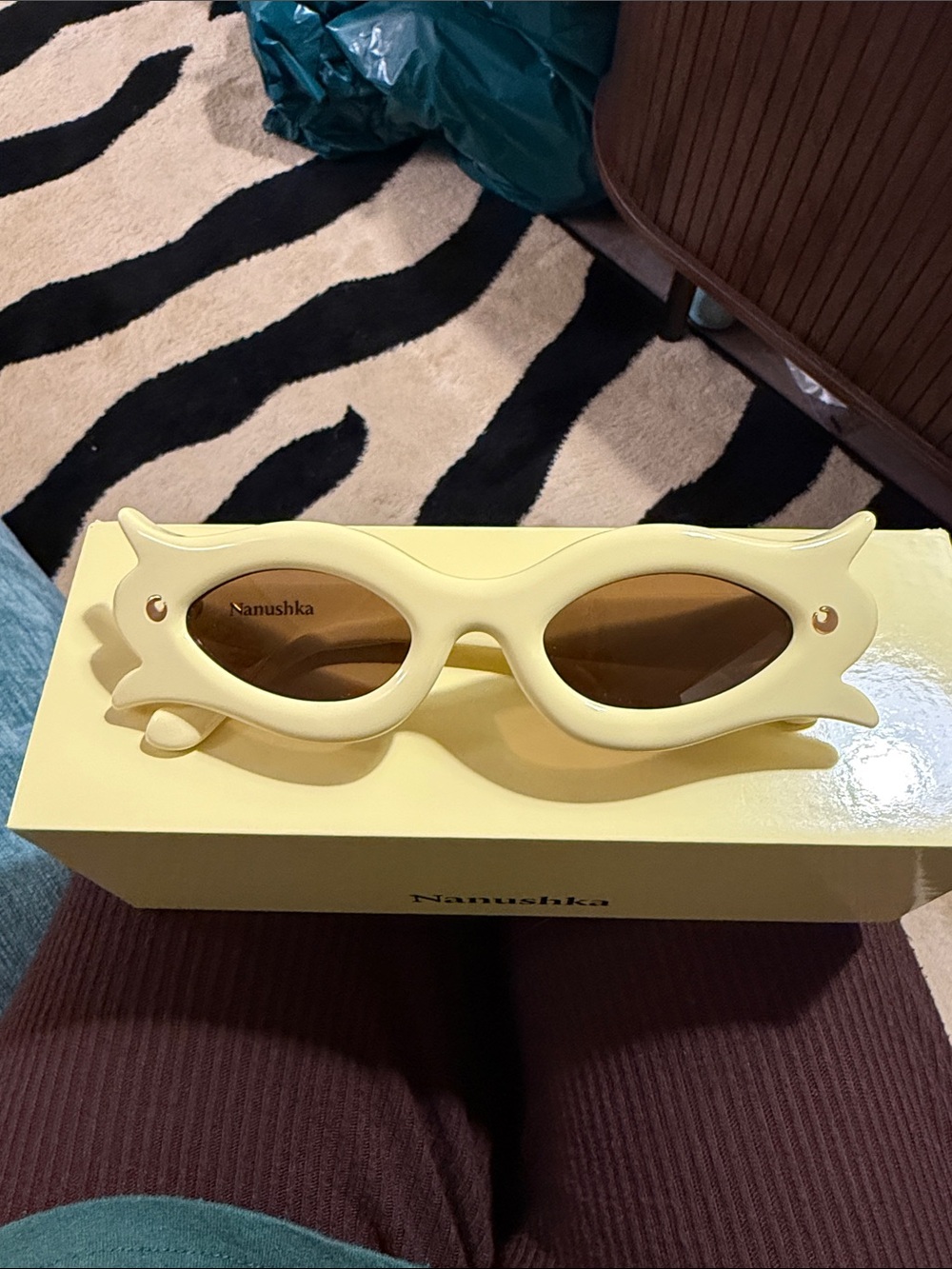 Nanushka Yellow Sculptural Oval Sunglasses